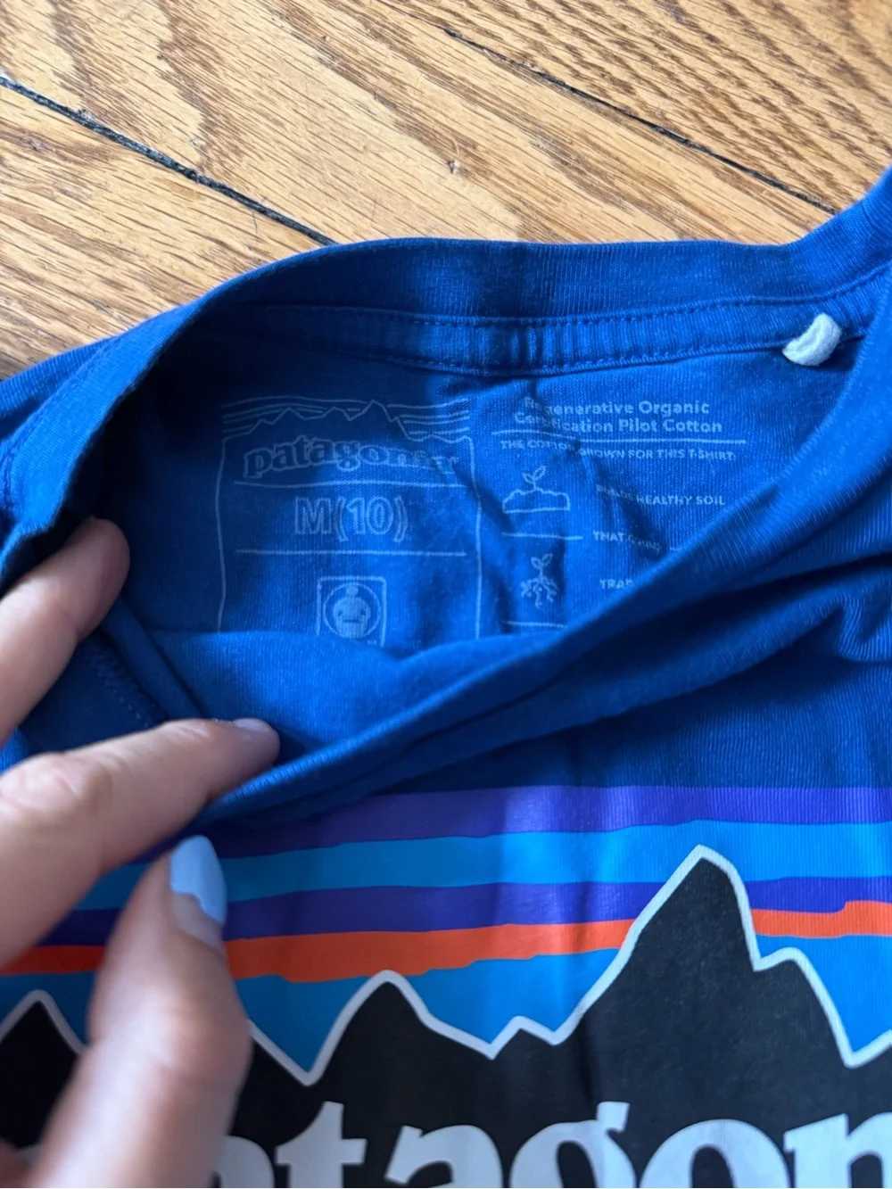 Patagonia Royal Blue Kids Logo Short Sleeve Tee - Size Medium (10)